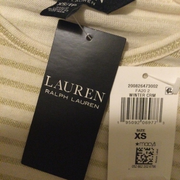 Ralph Lauren Metallic Gold Cream Stripe Top - Picture 7 of 7